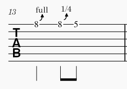 Guitar tab with a simple blues lick.
