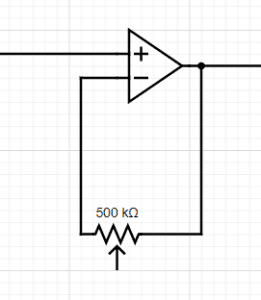 Circuit diagram showing a basic op-amp setup.
